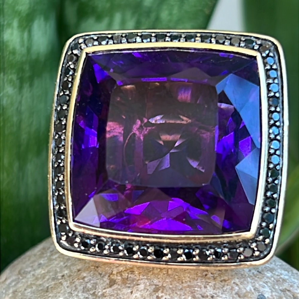John Hardy 18 karat gold, amethyst and Diamond Ring - Picture 12 of 14